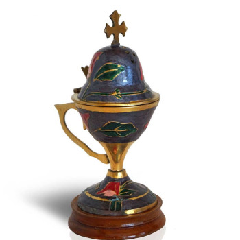 Μπρούτζινο Θυμιατό με ξύλινη βάση