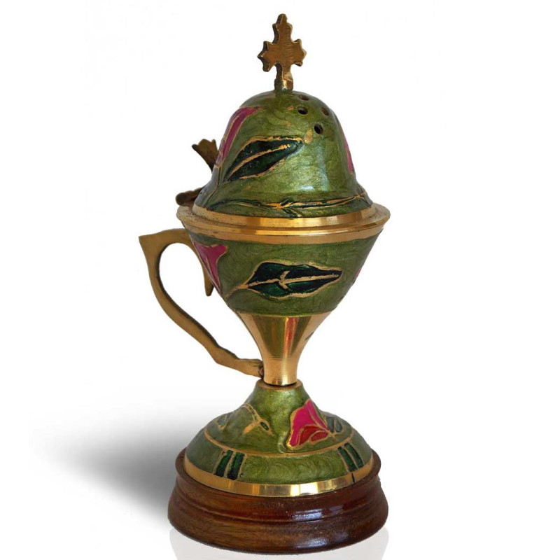 Μπρούτζινο Θυμιατό με ξύλινη βάση