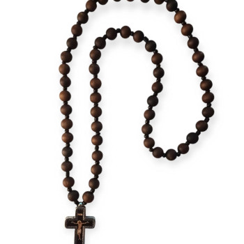 Σταυρός λαιμού με ξύλινες χάντρες