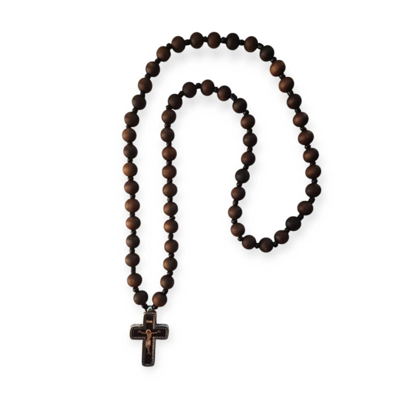 Σταυρός λαιμού με ξύλινες χάντρες